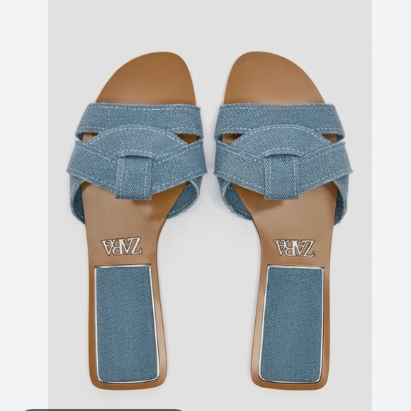 Zara Denim Flat sandals size 42-Preloved - Picture 3 of 6